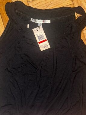 Studio Black Sleeveless Tank Top with Gathered Neckline